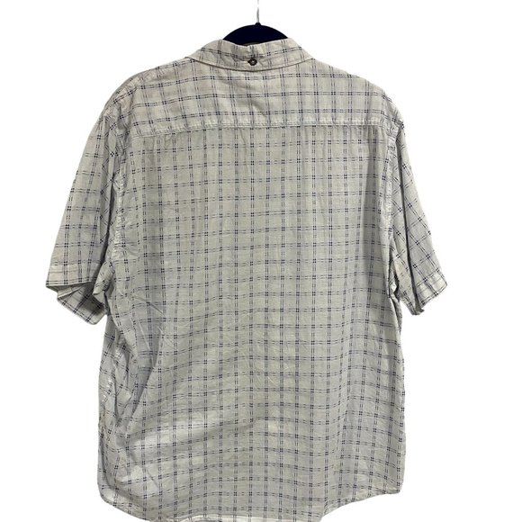 Carbon 2 Cobalt Blue White‎ Checked Short Sleeve Cotton Shirt Men's Size L - Picture 4 of 6
